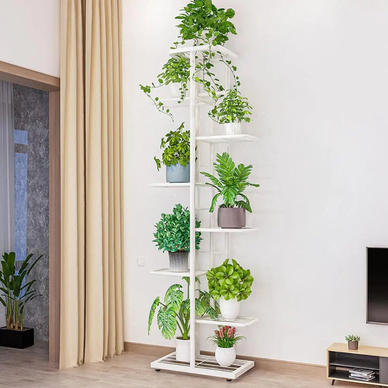 Tall Multi-Tier Plant Stand – Indoor Flower Pot Display Rack in Bronze, White & Dark Grey
