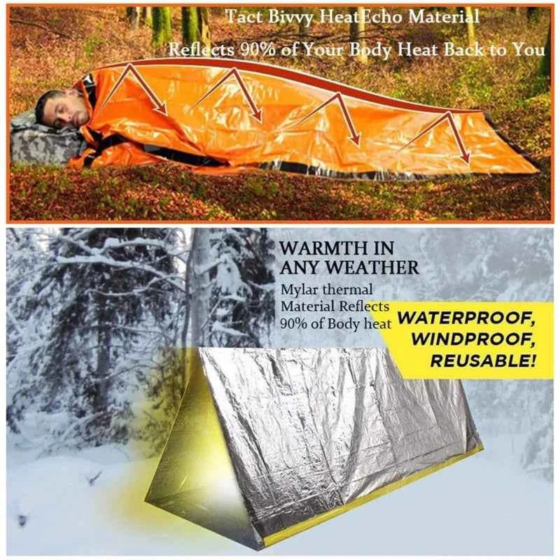 Emergency Sleeping Bag Life Bivy Sack Waterproof Mylar Blanket for Survival Kits