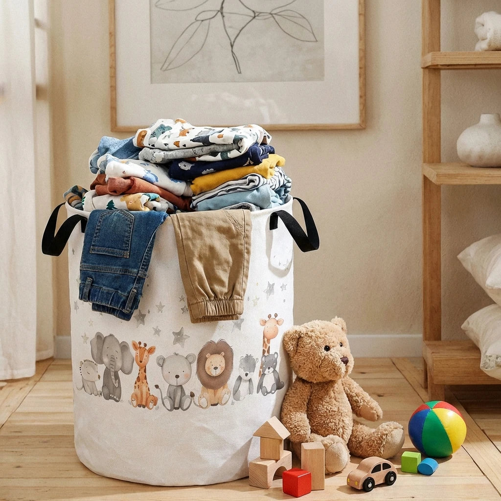 Animal Laundry Basket Foldable Canvas Storage Basket