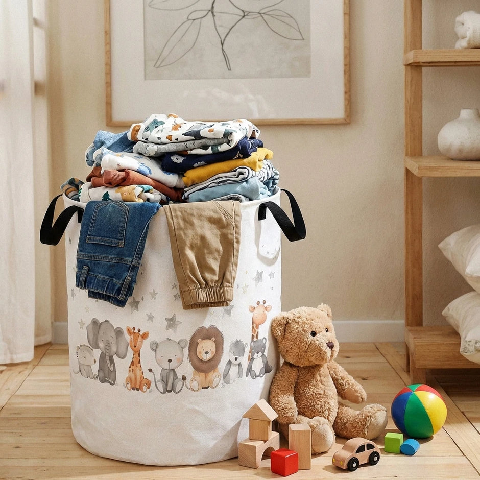 Animal Laundry Basket Foldable Canvas Storage Basket