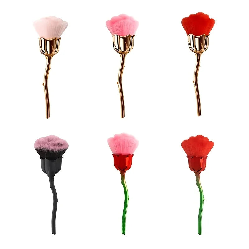 Rose Shaped Nail Dust Brush – Soft Bristle Makeup, Foundation & Powder Blusher Beauty Brush