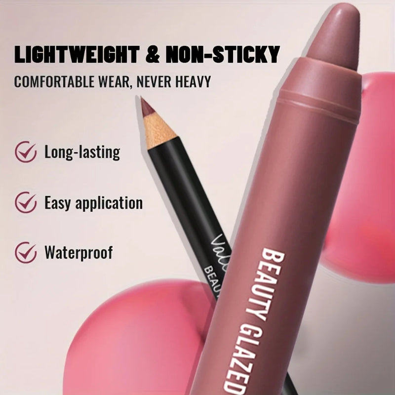 2pcs Matte Lip Liner & Lip Gloss Set Long-Lasting Waterproof Lip Makeup Combo