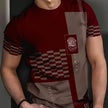 Men’s Geometric Striped & Plaid Short Sleeve T-Shirt with Size Guide
