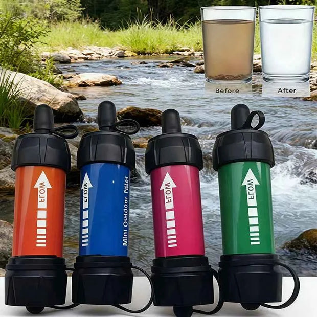 Portable 3-Stage Water Filter Straw with 0.01-Micron Filtration for Camping, Hiking and Emergency Use