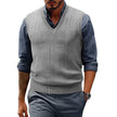 Men's V Neck Cable Knit Sweater Vest Sleeveless Lightweight Pullover