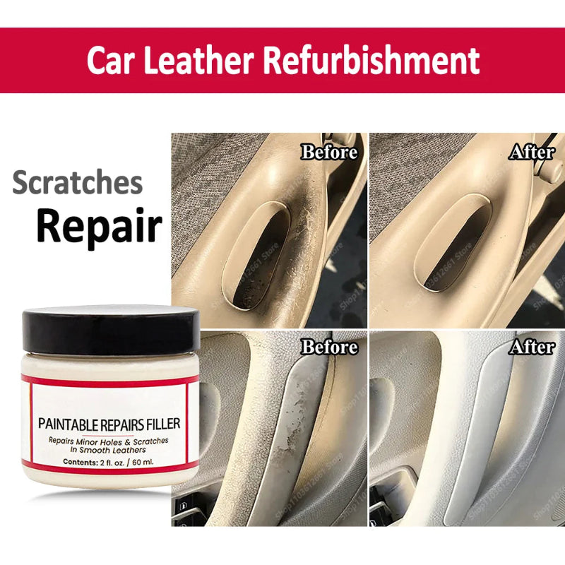 Paintable Leather Repair Filler Paste – Multi-Purpose Scratch Repair Cream for Car Interiors & Home Leather Care
