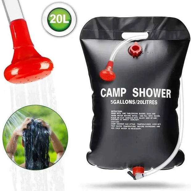 Large Capacity 20L Outdoor Shower Bag Solar Powered Heating for Camping Beach Trip Portable Bath Solution Outdoor Camping