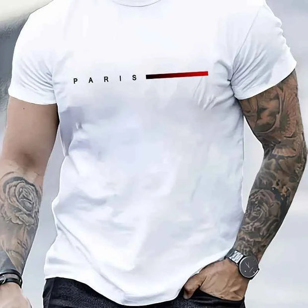 Paris Minimalist Logo T-shirt – Stylish Casual Wear for Men | Black & White Options