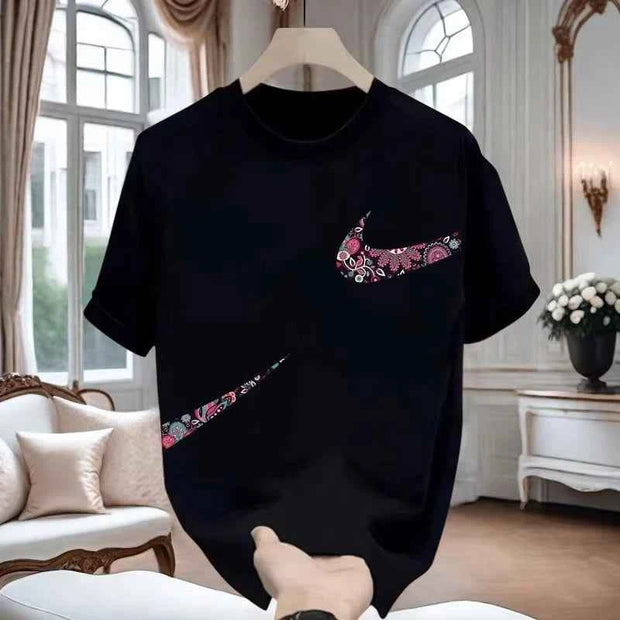Nike Floral Logo T-shirt – Stylish Casual Wear for Men | Black & White Options