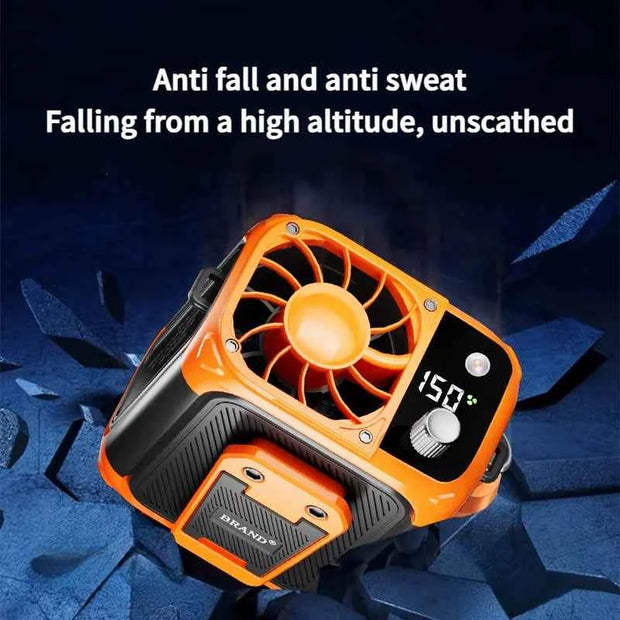 Rechargeable Waist Clip Cooling Fan with 150 Speeds, Digital Display, LED Light and Power Bank