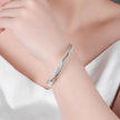 Silver-Tone Twisted Bangle Bracelet – Polished Textured Open Wrist Bracelet