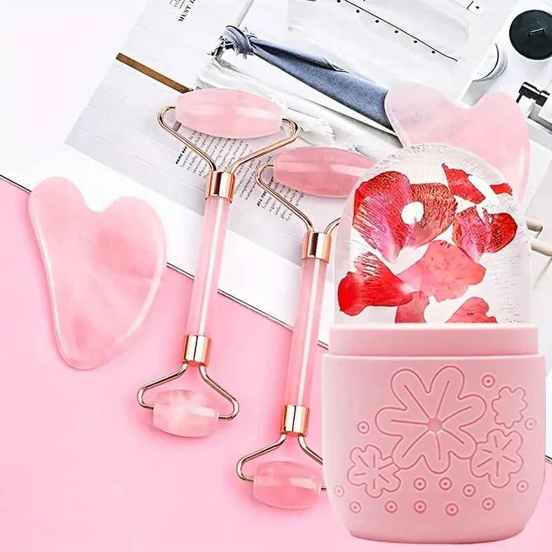 3in 1 Ice Face Roller Facial Skincare Ice Roller Set,Facial Roller Gua Sha Face Tool Set,Care Tool Beauty Set Face Massage Tool 