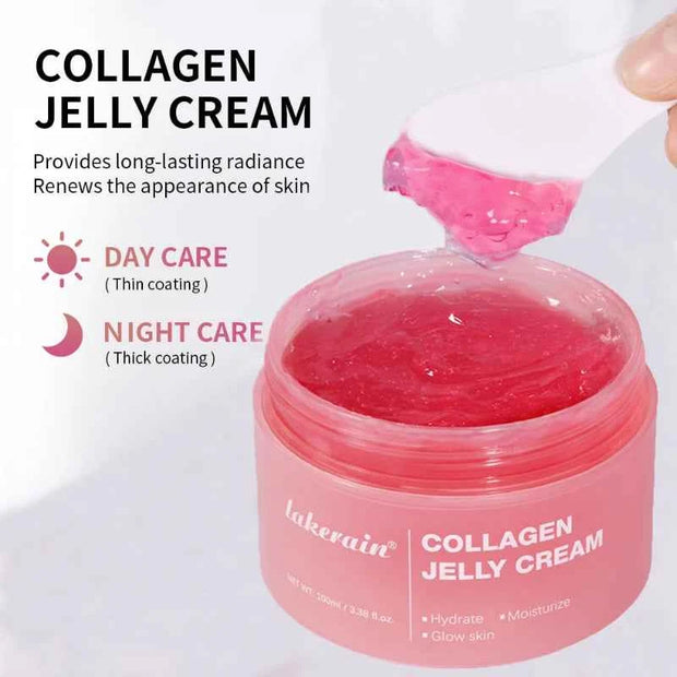 lakerain Collagen Jelly Cream 100ml – Hydrolyzed Collagen & Niacinamide Moisturizer for Face, Neck & Hands