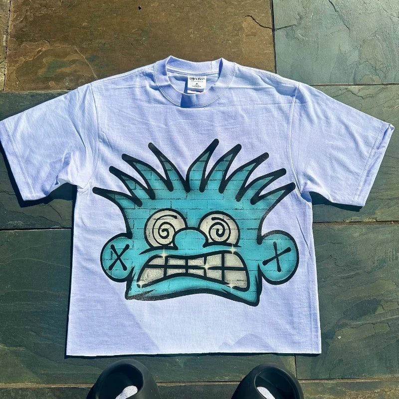 Graphic Cartoon Face T-Shirt – Funny & Unique Short Sleeve Tee | Unisex Cotton Shirt