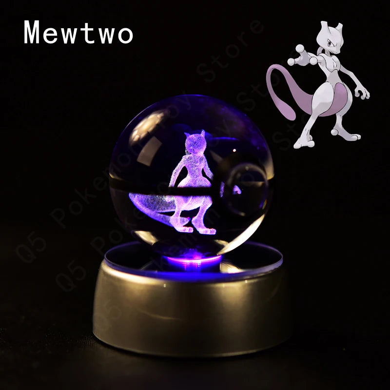 Potdemiel 3D Pokémon Crystal Ball 5cm with LED Lamp Base