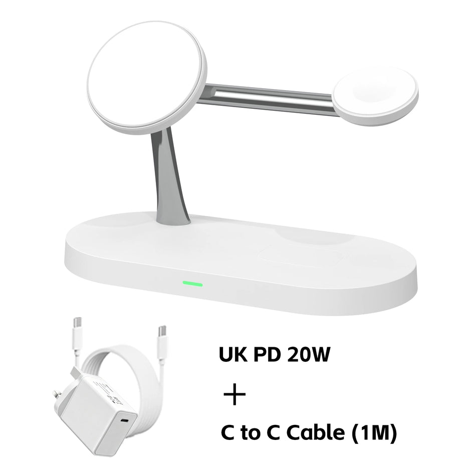 3-in-1 Magnetic Wireless Charger Stand – Fast Charging Station for iPhone, Apple Watch & AirPods