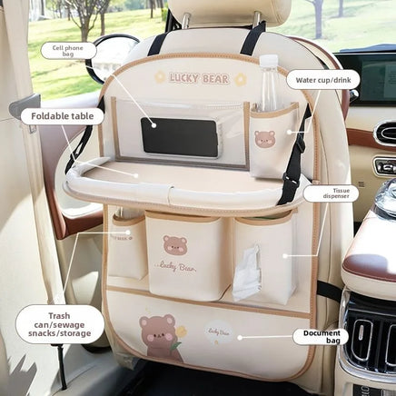 Car Seat Back Organizer Rear Hanging Storage Bag with Table Tray
