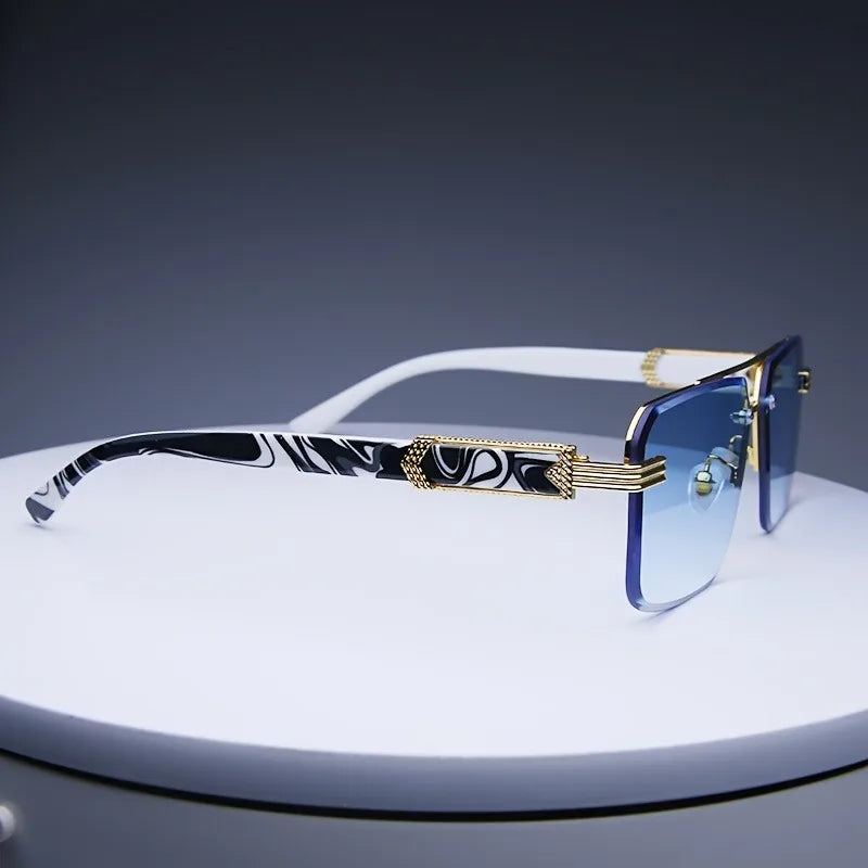 Luxury Square Sunglasses Set with Gold Frames