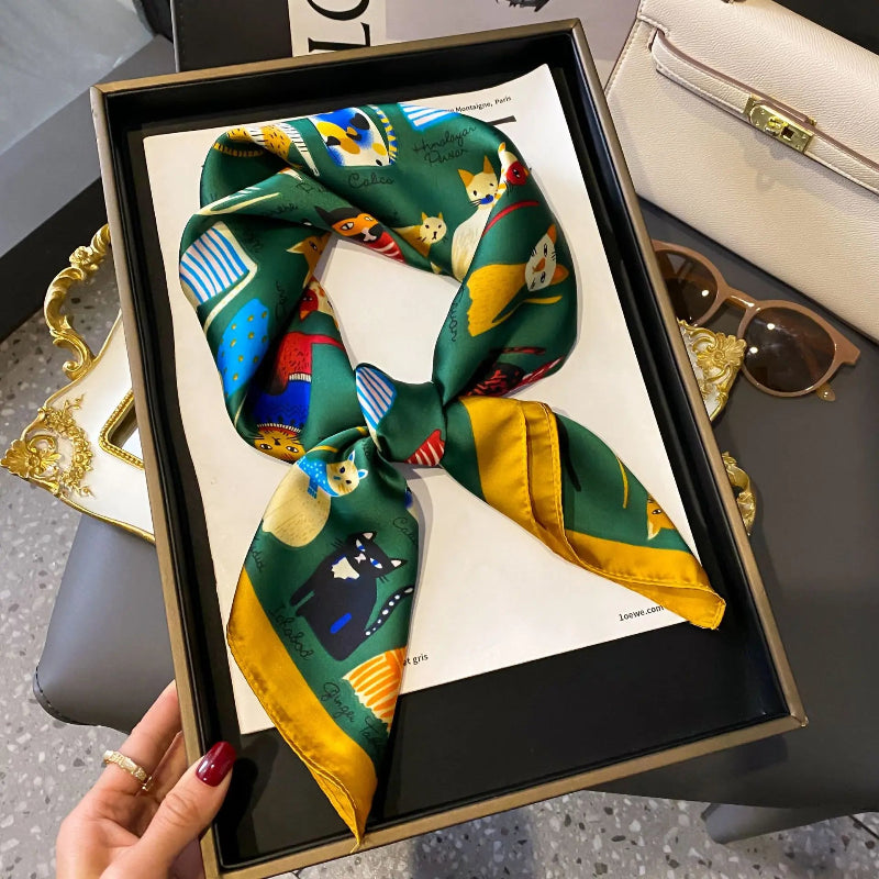 Set of 24 Silk Scarves – Colorful Printed Fashion Accessories