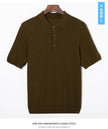Men’s Short-Sleeve Knit Polo Sweater with Button Placket and Ribbed Hem