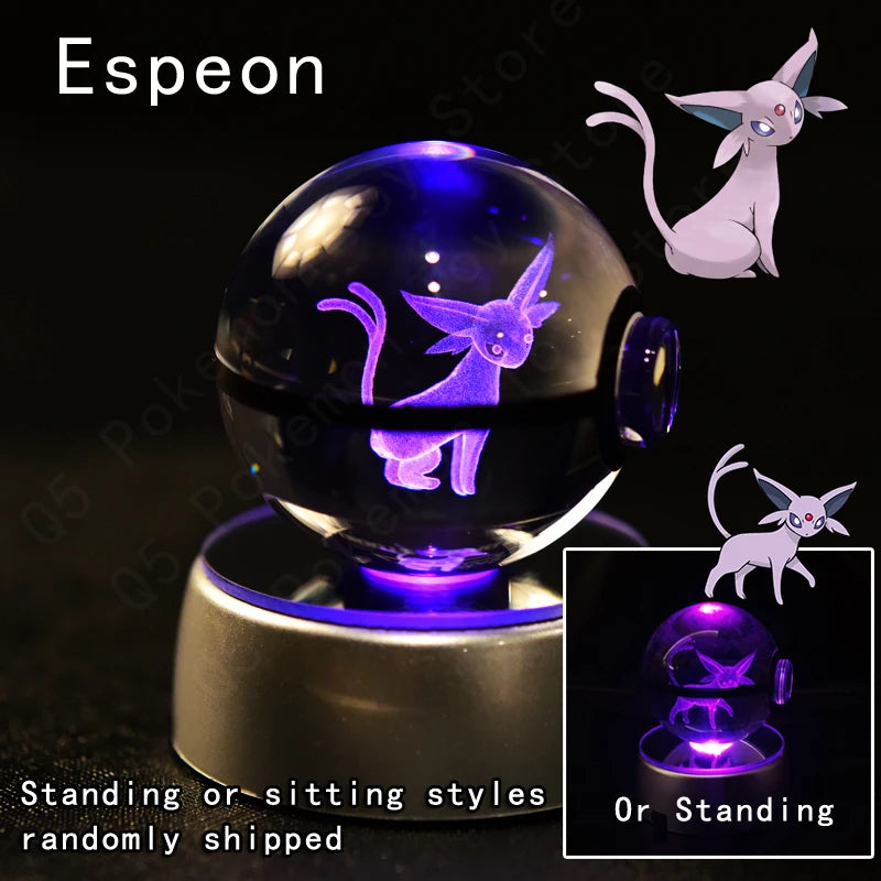 Pokémon 3D Crystal Ball Night Light with Color-Changing LED Base
