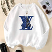 LV Teddy Bear Graphic Crew Neck Pullover Sweatshirt – Black & White