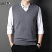 Men's Solid Color V-Neck Knitted Vest – Casual Sleeveless Sweater Top