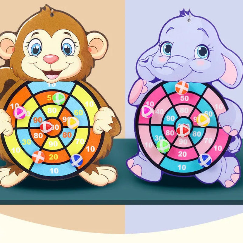Montessori Cartoon Animal Dart Board Sticky Ball Game for Kids 2-4 Years Educational Interactive Toy Baby Family Indoor Activity