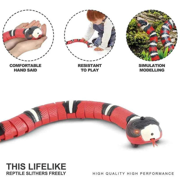 Automatic Interactive Cat Toy Snake with Smart Sensor | USB Rechargeable Moving Snake Toy for Cats