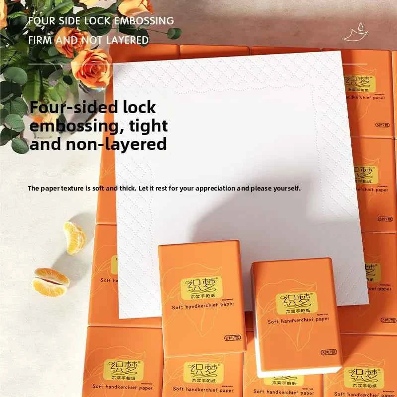 Portable Handkerchief Paper, 6 Pieces/pack, 3-layer Thick, Facial Tissue Paper, Napkins, Sanitary Paper Towels