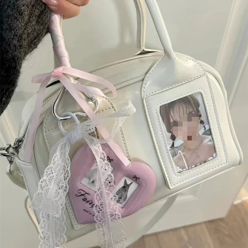 Women’s Transparent Display Window Crossbody Handbag with Top Handles