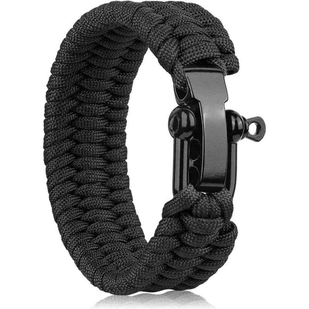 Adjustable Woven Paracord Bracelet with Three-Hole U-Type Buckle Outdoor Survival Wristband