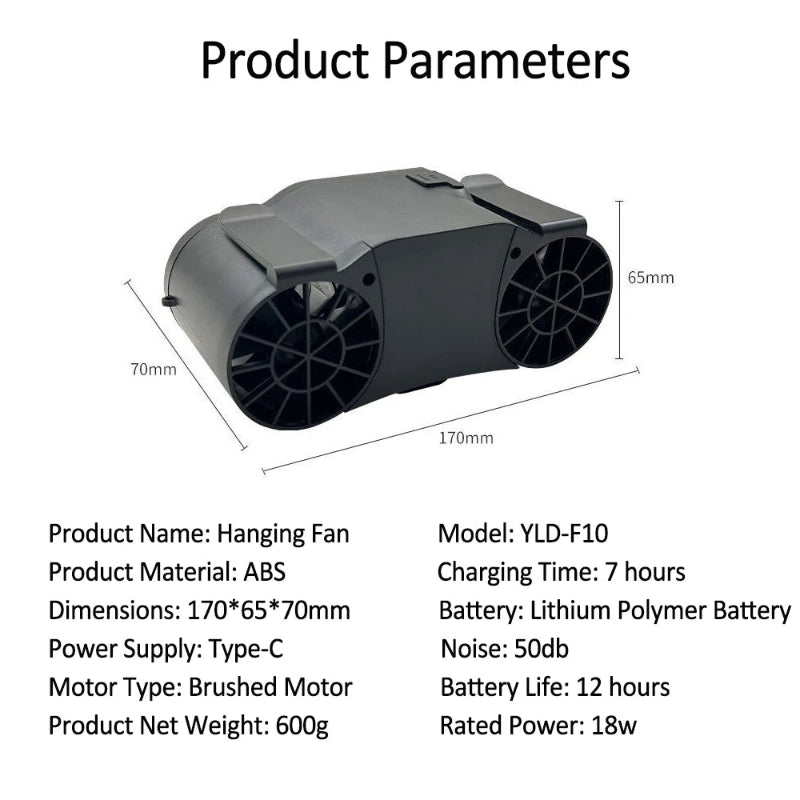 TIASTHAN 30000mAh Rechargeable Waist Clip Fan with 7 Speeds, Digital Display and Power Bank Function