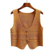 Knitted Button-Up Crop Vest – Stylish Casual Wear for Women | Multi-Color Options