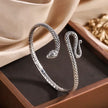 Silver-Tone Snake Cuff Bracelet – Textured Open Bangle Bracelet