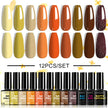 LIMEGIRL 12PCS/SET Gel Polish Nail Color Kit with Base, Top & Matte Coat