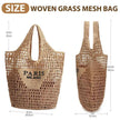 Straw Beach Bags for Women - Women Beach Handmade Woven Tote Bag, Summer Mesh Hollow Shoulder Bag for Holiday