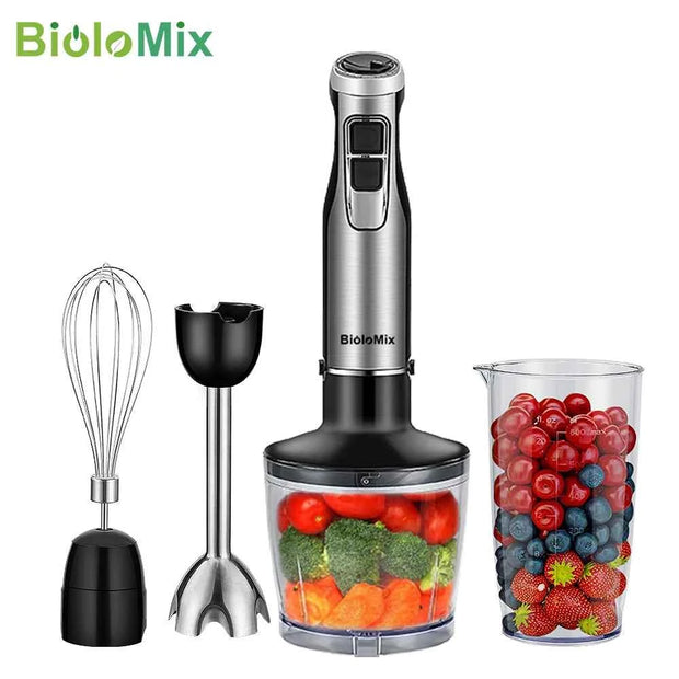 BioloMix 4-in-1 1200W Immersion Hand Stick Blender with Chopper, Whisk, Smoothie Cup and US Plug