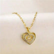 Gold Heart Necklace with Diamond Accent – Elegant Chain Pendant for Women