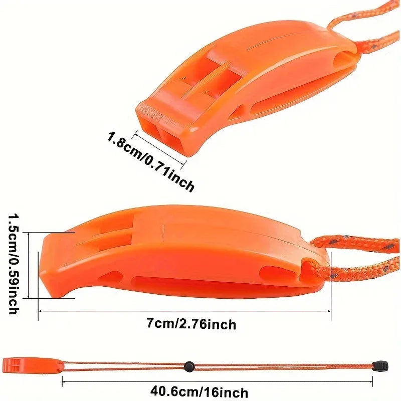 1PC Orange Emergency Safety Whistle with Reflective Lanyard for Camping, Hiking, Kayaking and Fishing