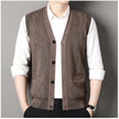 Men’s Knitted V-Neck Button-Up Sweater Vest Cardigan with Pockets