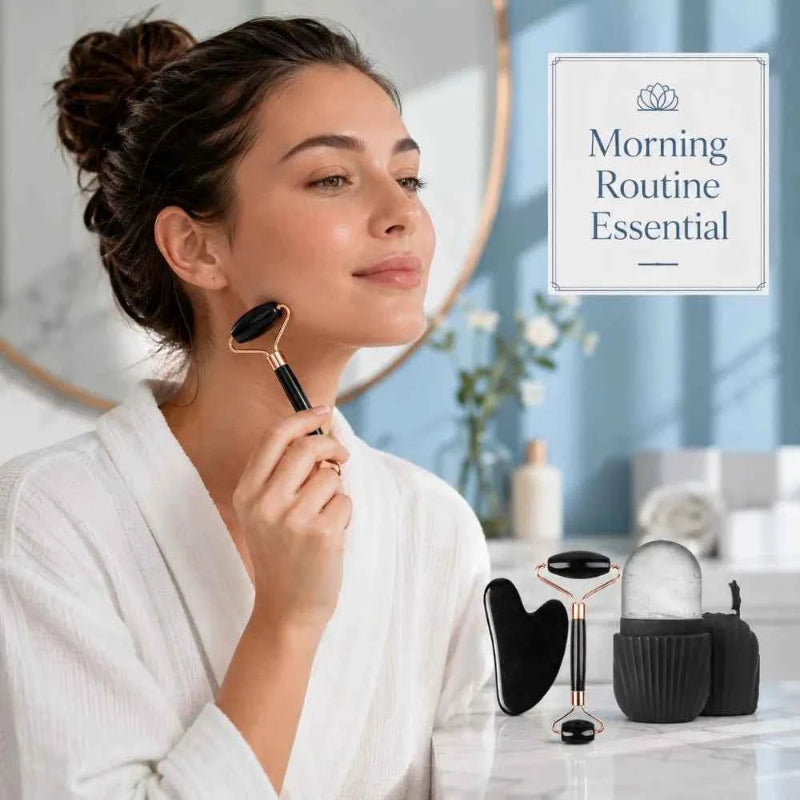 Facial Roller Gua Sha Set Stainless Steel Scraping Board Silicone Ice Face Roller Mold Skin Care Massage Face Skin Care Tools