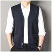 Men’s Knitted V-Neck Button-Up Sweater Vest Cardigan with Pockets