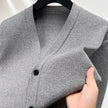 Men’s V-Neck Knit Cardigan – Solid Color Double Pocket Autumn Winter Sweater