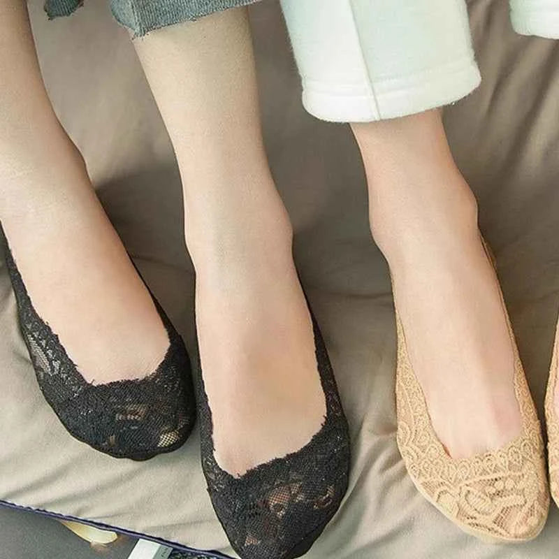 Lace Liner Socks for Women - 5 Pairs, Soft, Comfortable & Stylish