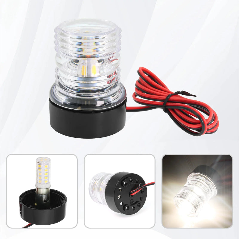 12V/24V Waterproof LED Marine Boat Navigation Light 180° Rotating Sailing Anchor Light