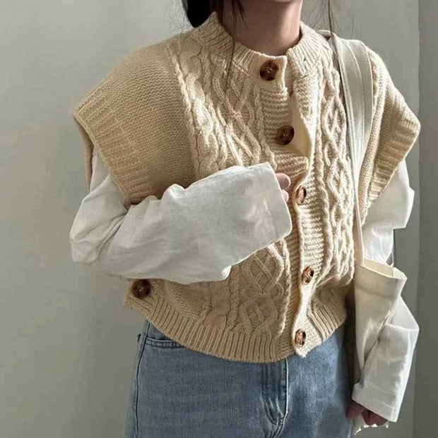 Knitted Button-Up Vest – Stylish Casual Wear for Women | Multi-Color Options