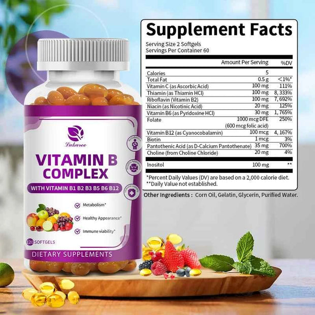 LUKAREE Vitamin B Complex for Men & Women with Biotin & Folic Acid – Metabolism, Energy, Nerve & Blood Support