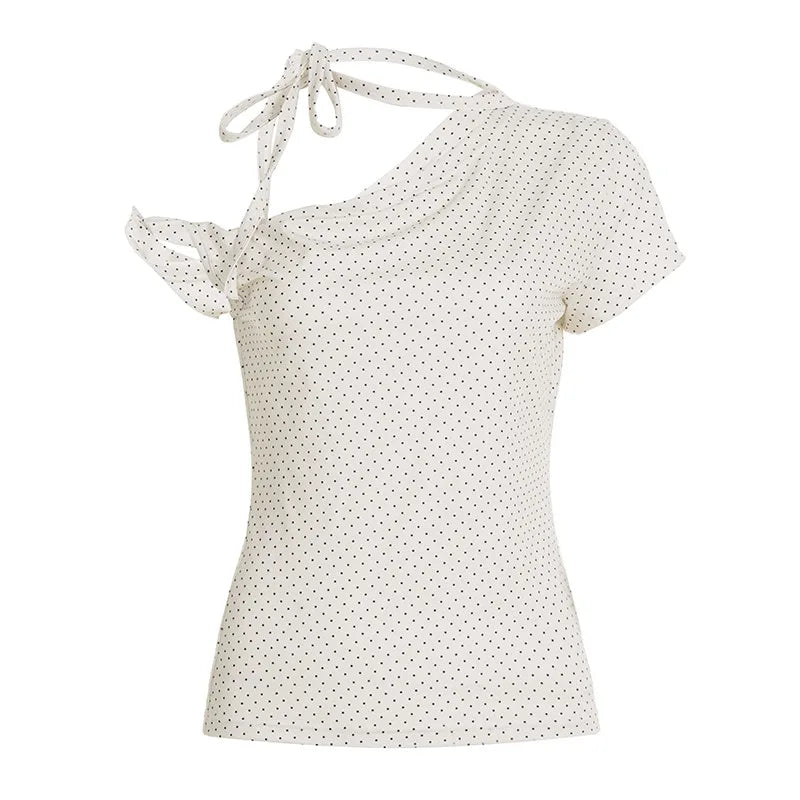 Women’s Off Shoulder Tie Front Short Sleeve Top