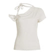 Women’s Off Shoulder Tie Front Short Sleeve Top